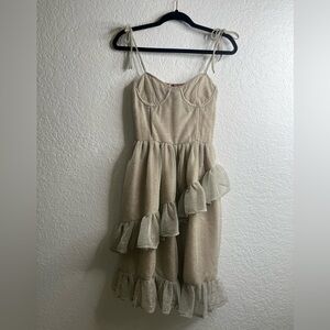 NWT EastnWest Label Ruffle Metallic Dresssz XS